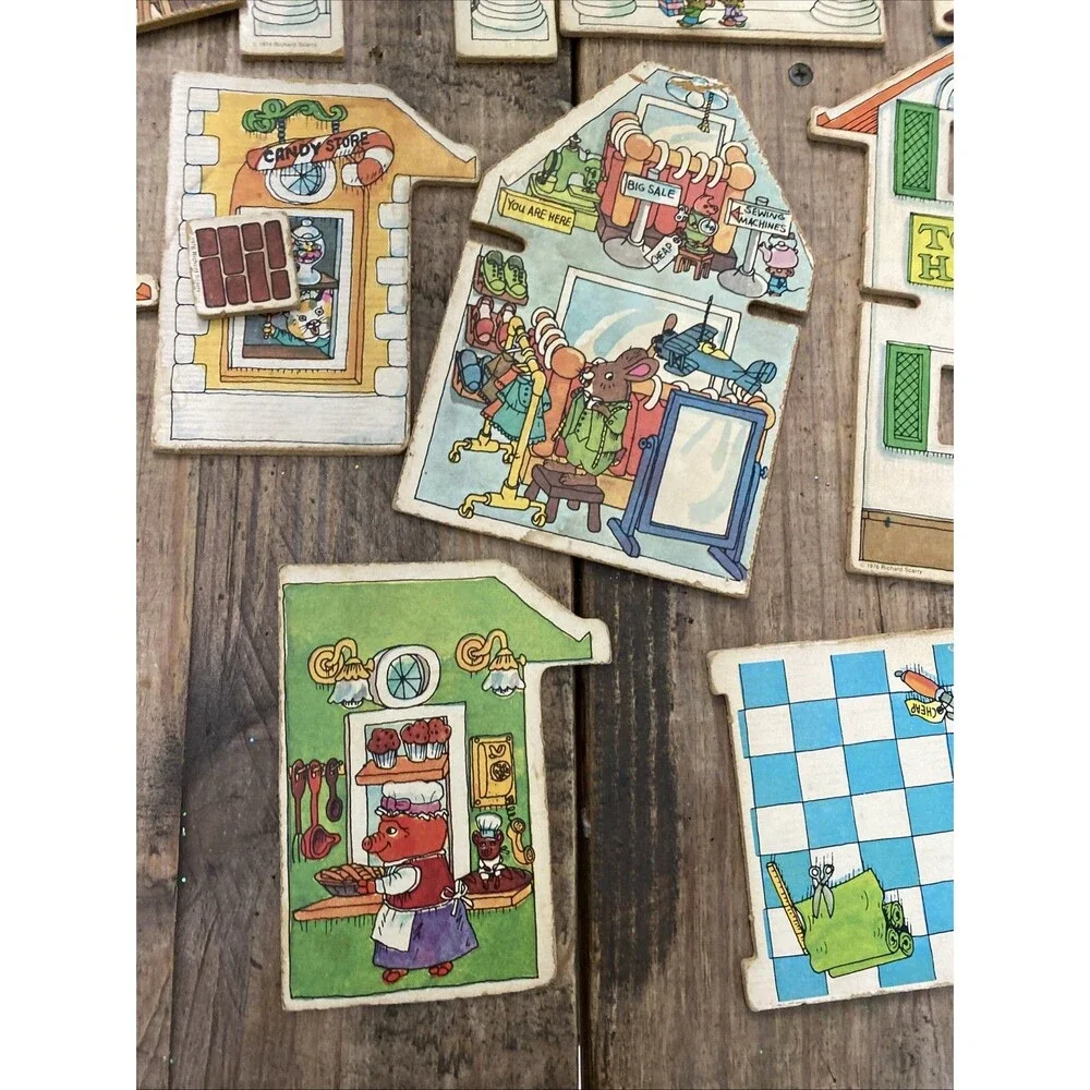 Vtg Playskool Richard Scarry Puzzletown Lot Farm Doctor Office Replacement Parts